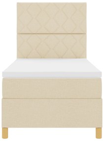 Cama Box Spring com Colchão Creme 100x200 cm Tecido