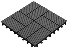 Ladrilhos de pavimento 11 pcs WPC 1m² 30x30 cm cinzento