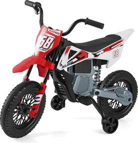 Mota elétrica para crianças 12V com rodas de treino removíveis e suspensão com molas vermelha