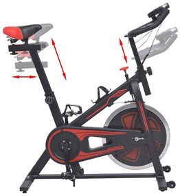 Bicicleta de treino c/ sensores de pulso preto e vermelho