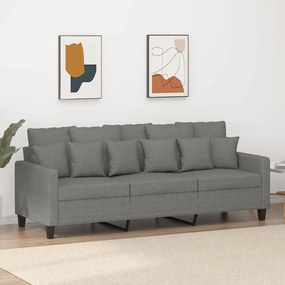 vidaXL Sofá de 3 lugares 180 cm tecido cinza-escuro