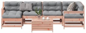 vidaXL 7 pcs conj. lounge jardim com almofadões madeira douglas maciça