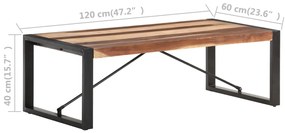 Mesa de centro 120x60x40 cm madeira maciça