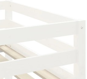 Cama alta p/ criança c/ escada 90x190 cm pinho maciço branco