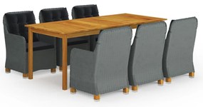 9 pcs conjunto de jantar para jardim cinzento-claro