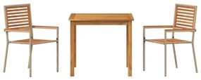 Conjunto de Jantar de Jardim 3 pcs Bege 85 x 85 x 74 cm