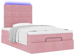 Estrutura de cama otomana com colchões 120x200 cm veludo rosa