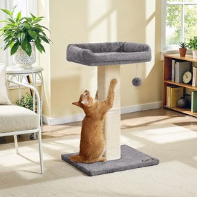 Arranhador para gatos com plataforma de pelúcia de 40 x 30 cm e tronco para arranhar 45 x 40 x 71 cm Cinzento