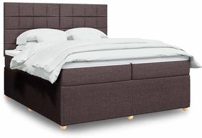 Cama com molas/colchão 200x200 cm tecido castanho-escuro