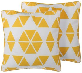 Conjunto de 2 almofadas decorativas com triângulos amarelos 45 x 45 cm PANSY Beliani