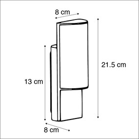 Candeeiro de parede exterior moderno cinzento escuro com LED - Harry Moderno