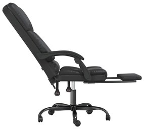 Cadeira escritório massagens reclinável couro artificial preto