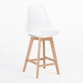Pacote De 2 Bancos Altos De 65 Cm Com Almofada Em Couro Sintético Nórdico Branco - Sklum