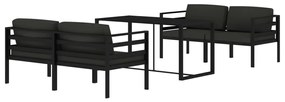 5 pcs conjunto lounge jardim com almofadões alumínio antracite
