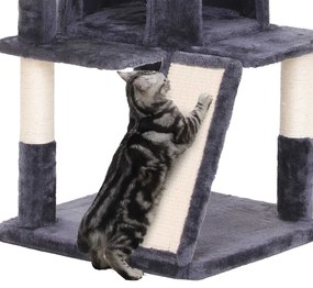 Arranhador para gatos com rampa para arranhar 48 x 48 x 96 cm Cinzento escuro