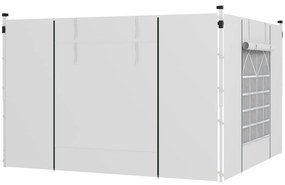 Outsunny Paredes Laterais para Tenda de Jardim 3x3 m ou 3x6 m com 2 Painéis 295x195 cm Janela Enrolável e Porta com Fecho de Correr Branco | AOSOM Portugal