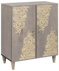 vidaXL Buffet Cinza e Ouro 60 x 33 x 75 cm Madeira de manga maciça