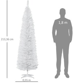 Árvore de Natal Artificial 210 cm Ignífugo com 199 Ramos de PVC Decoração de Natal para Interiores Branco