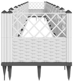 Vaso/floreira de jardim c/ estacas 363,5x43,5x43,5 cm PP branco