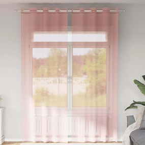 vidaXL Cortinas de voile com ilhós 2 pcs rosa 140x260 cm