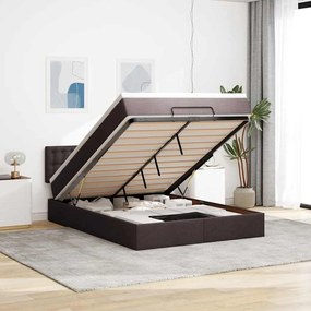 Cama otomana com colchão 140x190 cm tecido castanho escuro