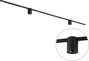 Sistema de calhas de iluminação moderno preto com 2 focos monofásicos - Iconic Rondoo Up