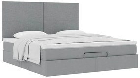 Estrutura cama otomana colchão 160x200 cm tecido cinzento claro