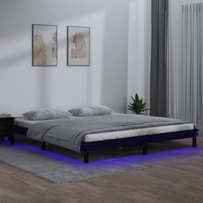 vidaXL Estrutura cama super king c/ LED 180x200cm madeira maciça preto
