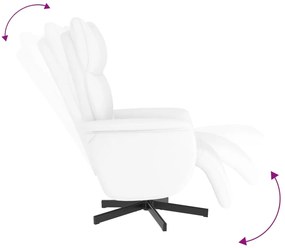 Cadeira reclinável com apoio de pés couro artificial branco