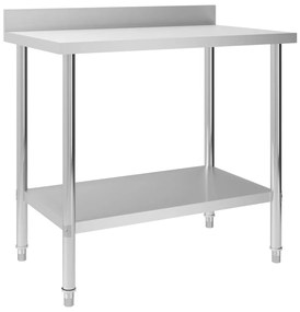 vidaXL Mesa cozinha rebordo antissalpicos 100x60x93 cm aço inoxidável