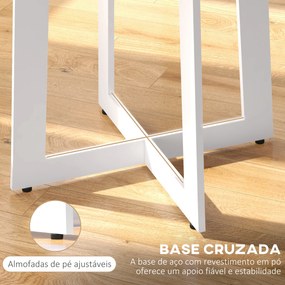 Mesa de Cozinha Redonda para 4 Pessoas Moderna com Tampo de Madeira e Base de Aço Cruzada Ø80x75 cm Carvalho