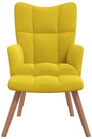 Cadeira de descanso com banco veludo amarelo mostarda
