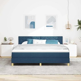 Cama Box Spring com Colchão e LED Azul 180x200 cm Tecido