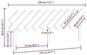 Cabeceira de cama 196x3x80,5 cm pinho maciço cinzento