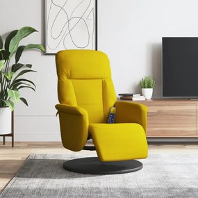 Cadeirão de massagens reclinável c/ apoio de pés veludo amarelo