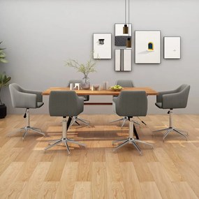 vidaXL Cadeiras de jantar giratórias 6 pcs tecido cinzento-claro