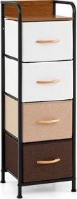 Cómoda de 4 gavetas com gavetas de tecido dobráveis e removíveis 31 x 28,5 x 99,5 cm, Estrutura metálica, Multicolorido