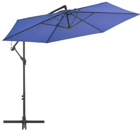 vidaXL Guarda-sol de jardim cantilever c/ poste alumínio 300 cm azul