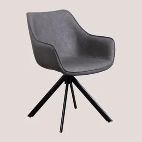 Cadeira de jantar em couro sintético Lucy Cinza Claro & Negro - Sklum