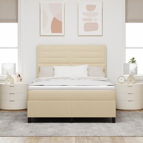 Cama Box Spring com Colchão Creme 140x190 cm Tecido