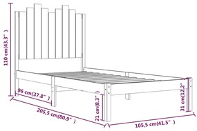 Estrutura de cama 100x200 cm pinho maciço branco