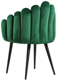 Conjunto 2 Cadeirões Jantar DEVIN, metal, tecido veludo verde escuro