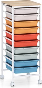 Carrinho Organizador, 37 x 32,5 x 85 cm, 10 Gavetas Removíveis, Multicolor