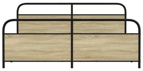 Estrutura de cama sem colchão 180x200cm metal carvalho sonoma
