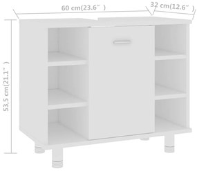 Armário de casa de banho 60x32x53,5 cm derivados madeira branco
