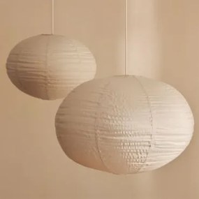 Conjunto De 2 Candeeiros De Teto Suspensos Em Linho Elijah Crema Linho & Ø50 Cm - Ø65 Cm - Sklum