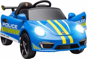 AIYAPLAY Carro Elétrico 12V para Crianças Polícia com Faróis LED Controle Remoto Motor Duplo Sirene Música Buzina Azul 105x58x49 cm | Aosom Portugal