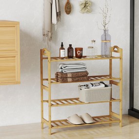Sapateira de 4 Níveis Estante para Sapatos em Bambu para 12 Pares de Sapatos 67,5x24,7x72 cm Madeira
