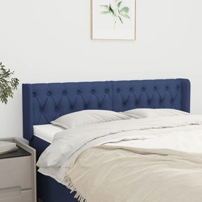 Cabeceira de cama c/ abas tecido 163x16x78/88 cm azul