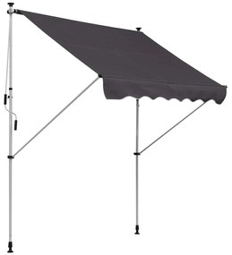 Outsunny Toldo Manual Retrátil 200x150 cm com Manivela de Alumínio Ângulo Ajustável Proteção Solar para Varanda Jardim Pátio Cinza